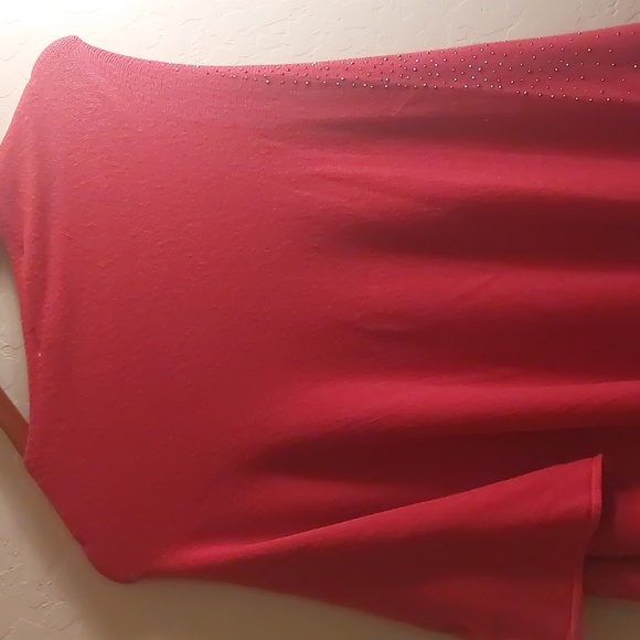 Ming Wang Studded Poncho Red OS - Picture 6 of 11
